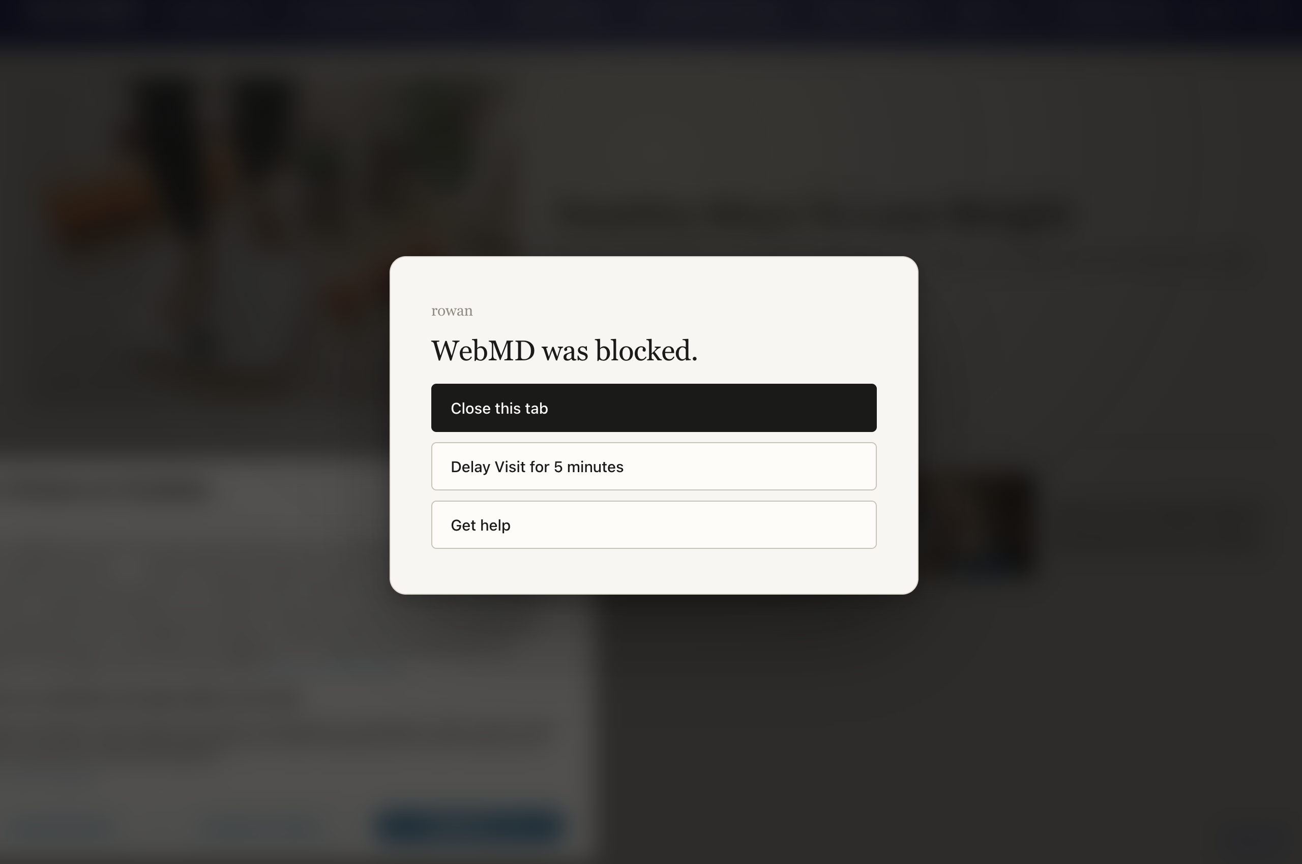 Block screen firing when opening WebMD.